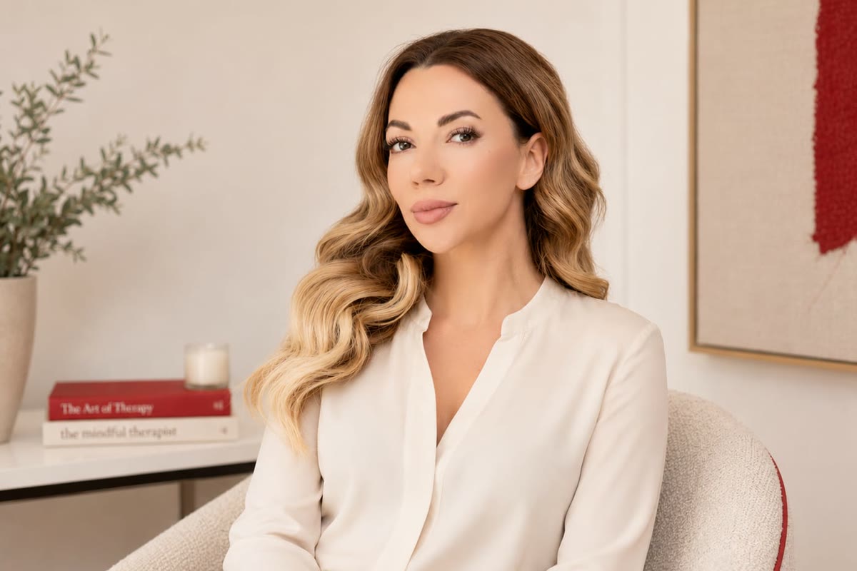 Julia Malynka, Registered Psychotherapist (Qualifying), in a calm office setting